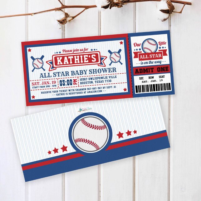 Invitation Baby shower du pass de baseball (Créateur téléchargé)