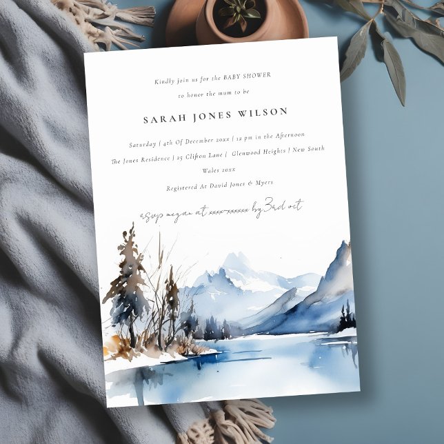 Invitation Baby shower du paysage de neige hivernal du lac Mo (Créateur téléchargé)