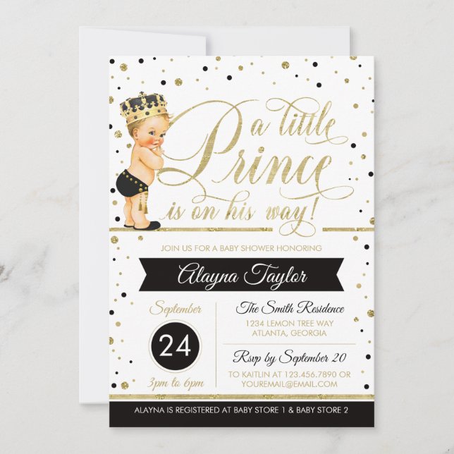 Invitation Baby shower du Petit Prince, Faux Parti (Devant)
