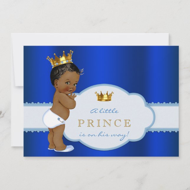 Invitation Baby shower du Prince afro-américain (Devant)