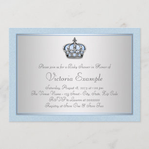Invitation Baby Shower du Prince Bleu et Argent