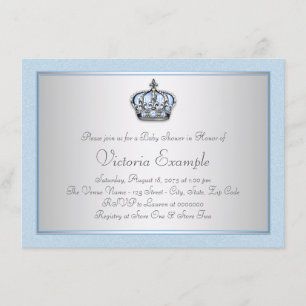 Invitation Baby Shower du Prince Bleu et Argent