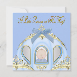 Invitation Baby Shower du Prince Bleu et Or