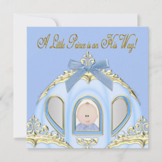 Invitation Baby Shower du Prince Bleu et Or