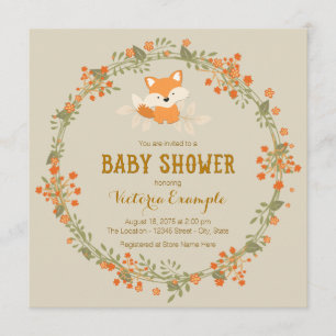 Invitation Baby shower du renard de bois