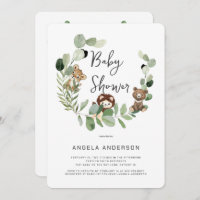 Invitation Baby shower du Royaume des animaux des 