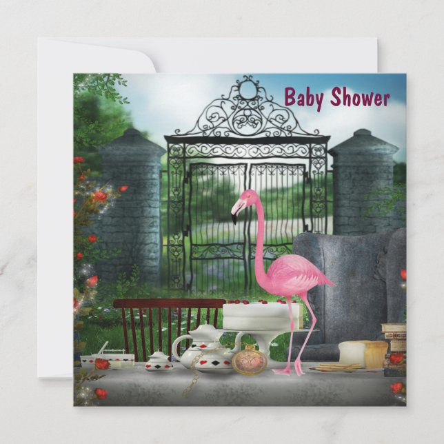 Invitation Baby shower du Tea Party de Pink Flamant rose Wond (Devant)