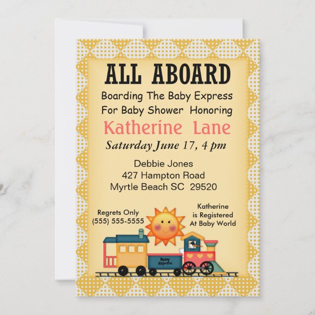 Invitation Baby shower du train (Devant)