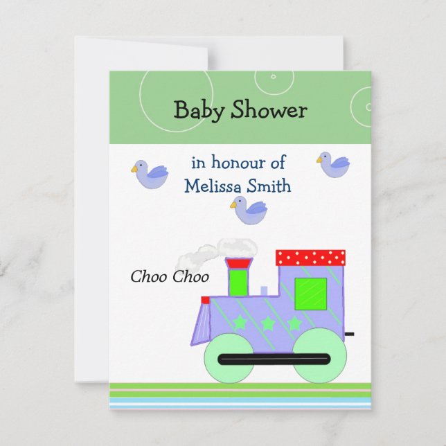 Invitation Baby shower du train Choo Choo (Devant)