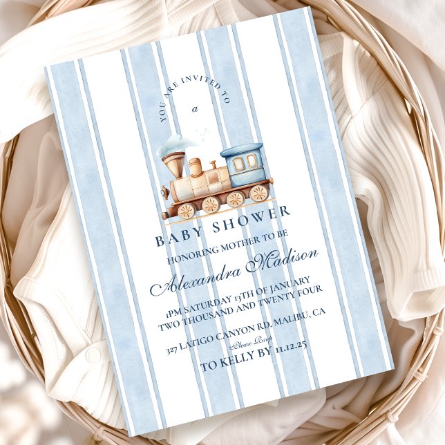 Invitation Baby shower du train d'aquarelle neurale (Créateur téléchargé)