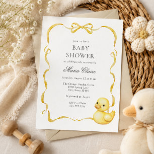 Invitation Baby Shower Ducky jaune et Rubans