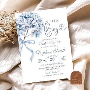 Invitation Baby shower Dusty Blue Hydrangea