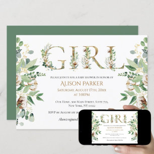Invitation Baby shower écologique Eucalyptus Élégant pour la