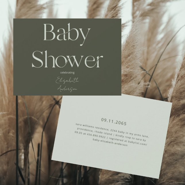 Invitation Baby shower écologique moderne profond (Créateur téléchargé)
