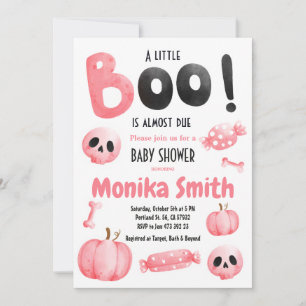 Invitation Baby shower Éffrayant d'Halloween rose