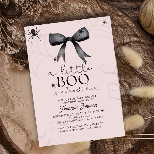 Invitation baby shower éffrayant noir arc et araignées (Créateur téléchargé)