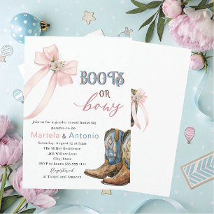 Invitation Baby shower Elegant Boots ou Bows Aquarelle