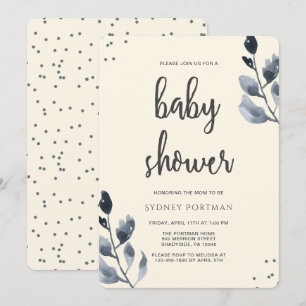 Invitation Baby shower Elegant Botanique avec Confetti