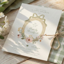 Baby Shower Élégant cadre de fille florale sauge