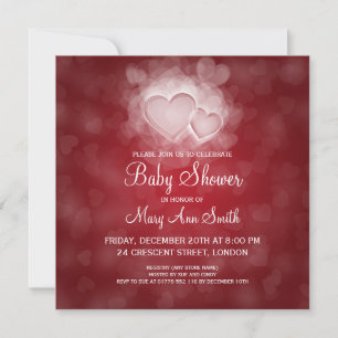 Invitation Baby shower élégant Coeurs modernes Rouge