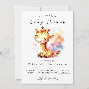 Invitation Baby shower élégant en ligne Giraffe