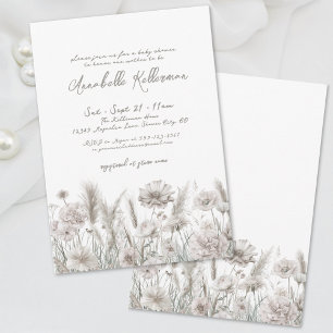 Invitation Baby Shower Élégant et Bohème aux Fleurs