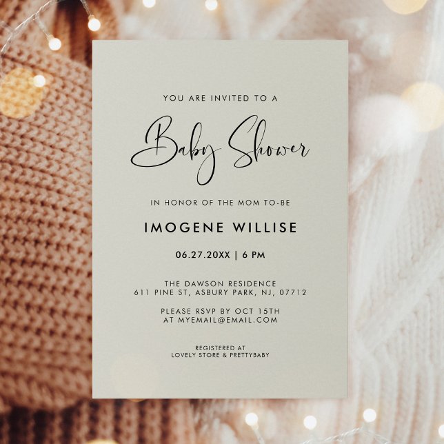 Invitation Baby shower élégant et moderne (Créateur téléchargé)