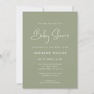 Invitation Baby shower élégant et moderne Sage Green