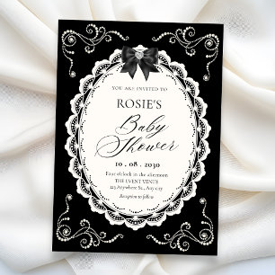 Invitation Baby shower élégant noir
