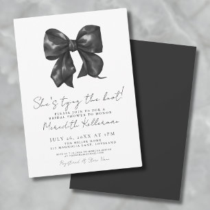 Invitation Baby Shower Élégant Noir et Blanc avec un Nœud