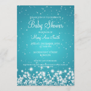 Invitation Baby shower élégant Turquoise d'hiver