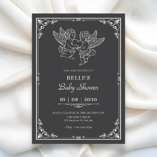 Invitation Baby shower élégant vintage d'anges