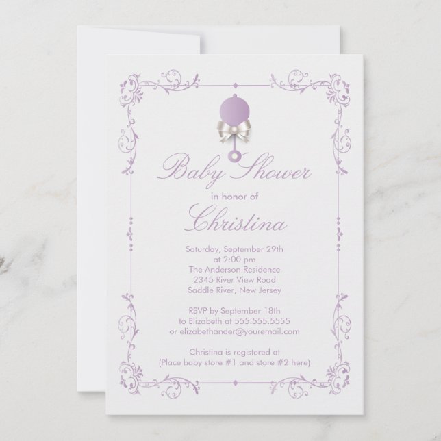 Invitation Baby shower Élégante de bambins de béta (Devant)