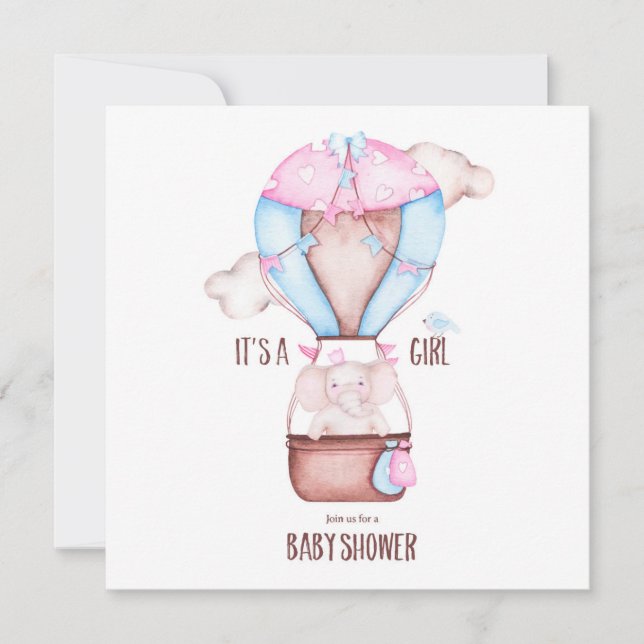 Invitation Baby shower éléphant (Devant)