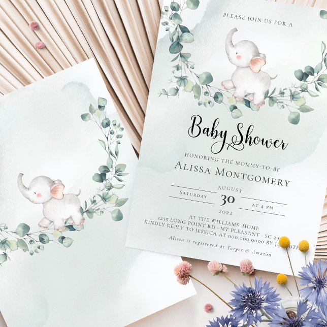 Invitation Baby shower éléphant (Créateur téléchargé)