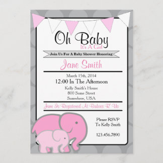 Invitation Baby shower éléphant