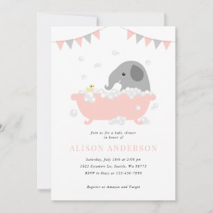 Invitation Baby shower éléphant