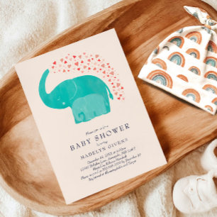 Invitation Baby shower éléphant avec mère et veau
