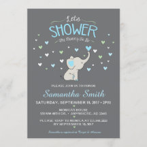 Invitation Baby shower éléphant, Baby shower garço