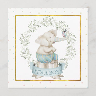 Invitation Baby shower éléphant bébé garçon