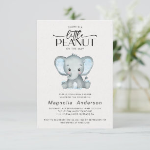 Invitation Baby shower Eléphant bleu petit arachide