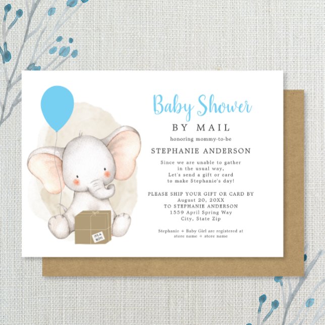 Invitation Baby shower Elephant Boy par courrier (Créateur téléchargé)