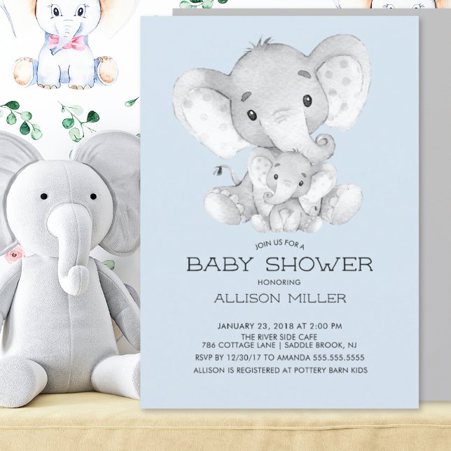 Invitation baby shower Elephant Boys (Créateur téléchargé)