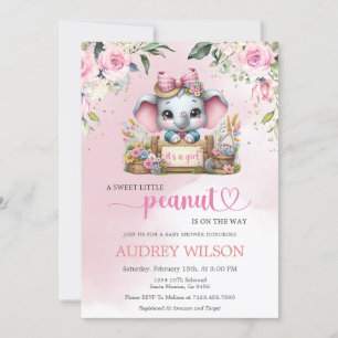 Invitation Baby shower éléphant C'est une fille