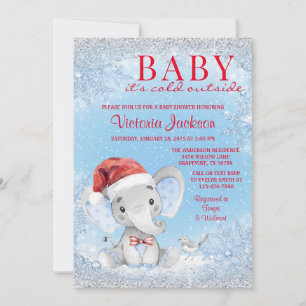 Invitation Baby shower éléphant de Noël garçon