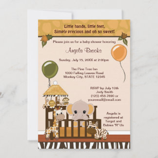 Invitation Baby shower ELEPHANT Fall Jungle Safari