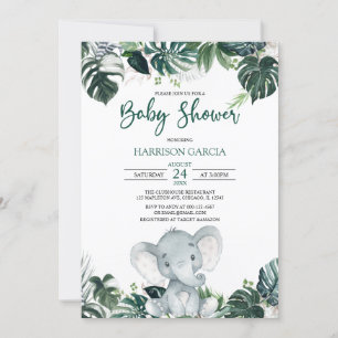 Invitation Baby shower éléphant garçon neutre selon le sexe