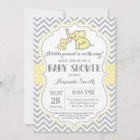 Invitation Baby shower éléphant Jaune et gris