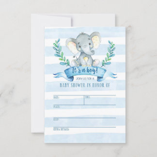 Invitation Baby shower éléphant Jungle Baby
