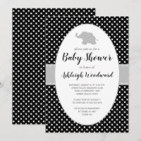 Baby Shower Éléphant Noir Blanc à Points